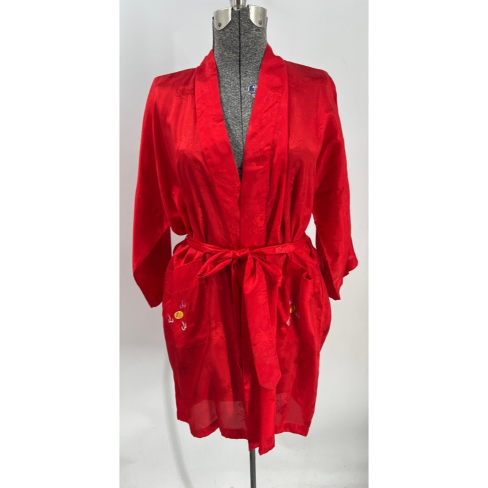 Golden bee vintage dragon embroidered kimono robe L